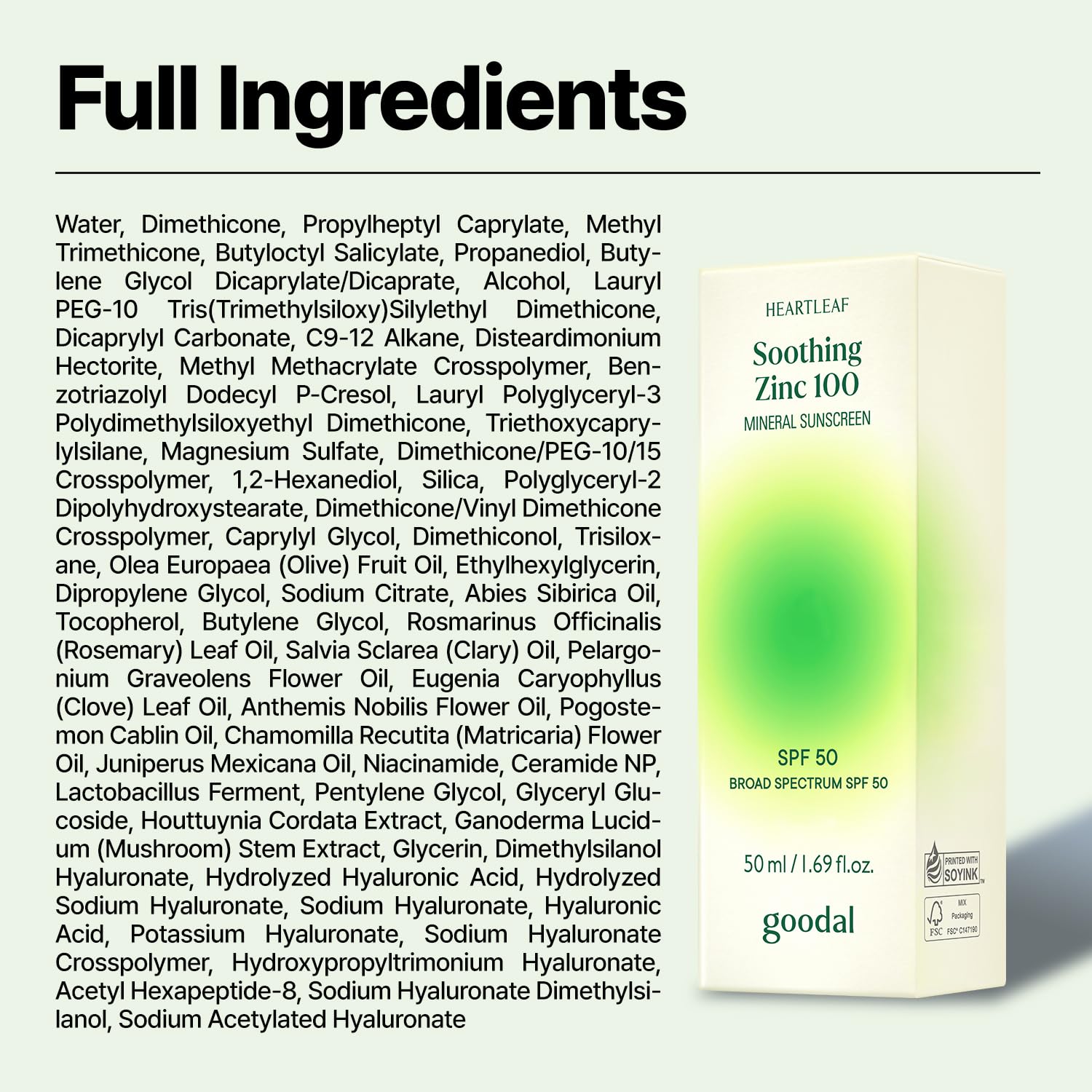 [GOODAL] Heartleaf Soothing Zinc 100 Mineral Sunscreen SPF 50